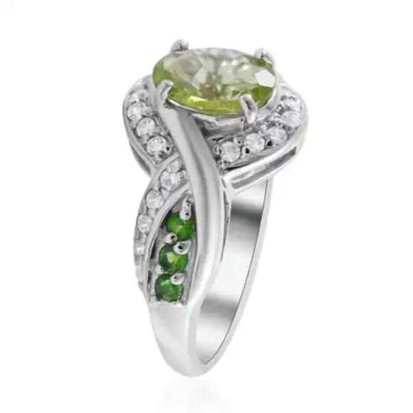 Premium Peridot and Multi Gemstone Ring in Platinum Over Sterling Silver 2.90 ct - Picture 4 of 7